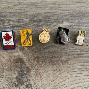 5 Vintage Lot Olympic Canada Pins Calgary 88 Collection Collectible